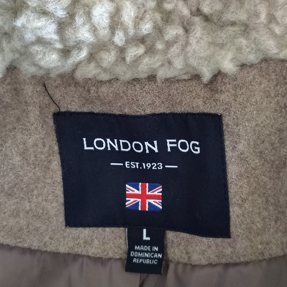 NWT - London Fog Gray Hooded Wool Blend Coat Size L - Picture 14 of 16
